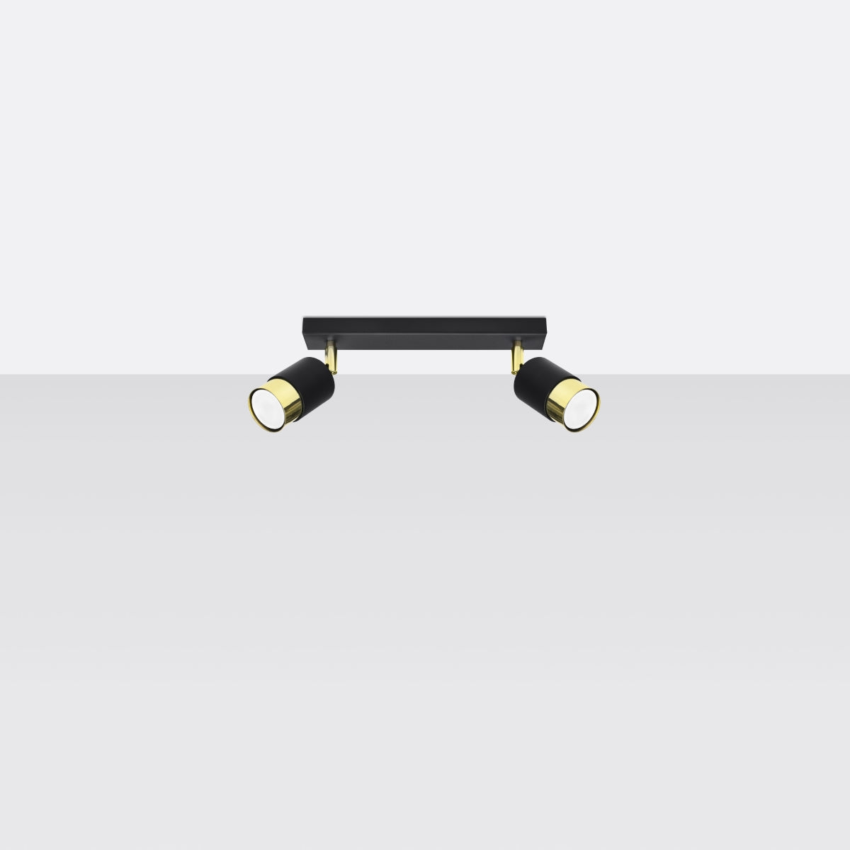 Plafonnier Double Cylindre 2 noir/doré