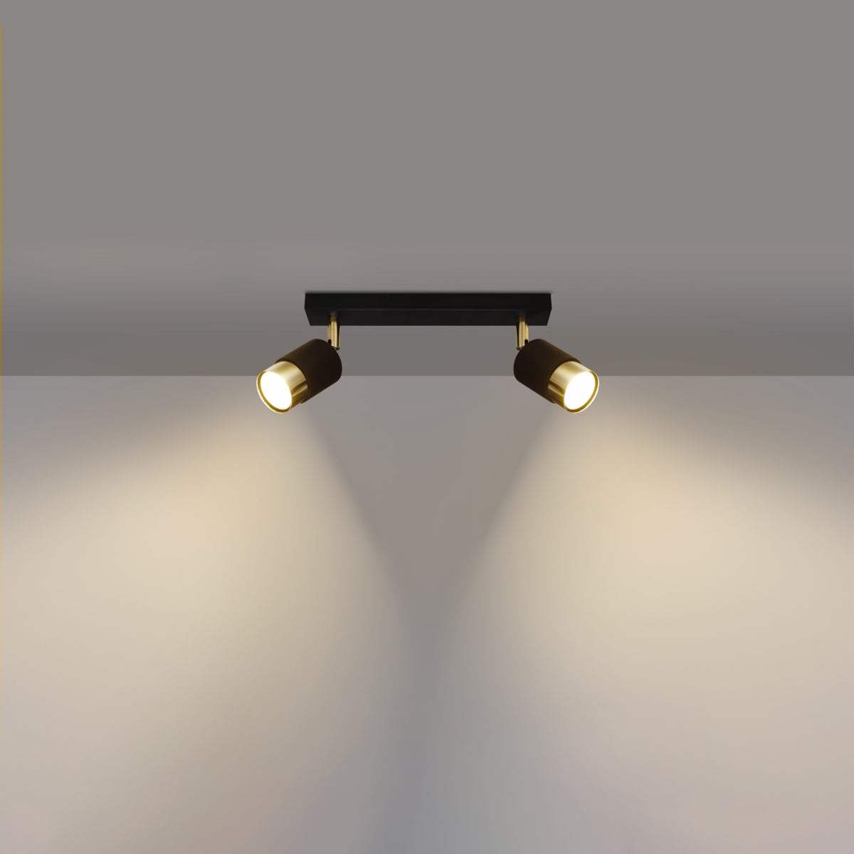 Plafonnier Double Cylindre 2 noir/doré
