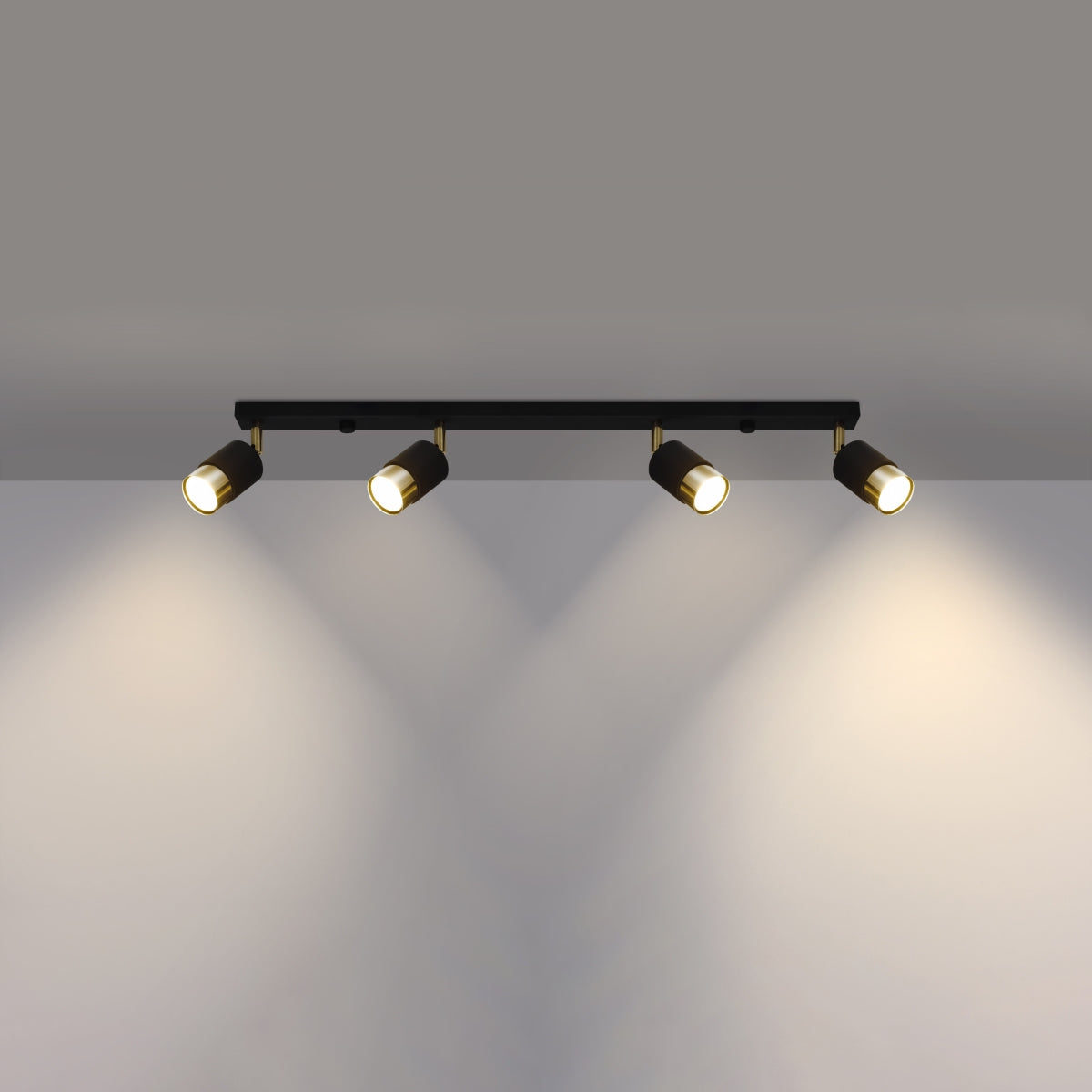 Plafonnier Double Cylindre 4 noir/doré
