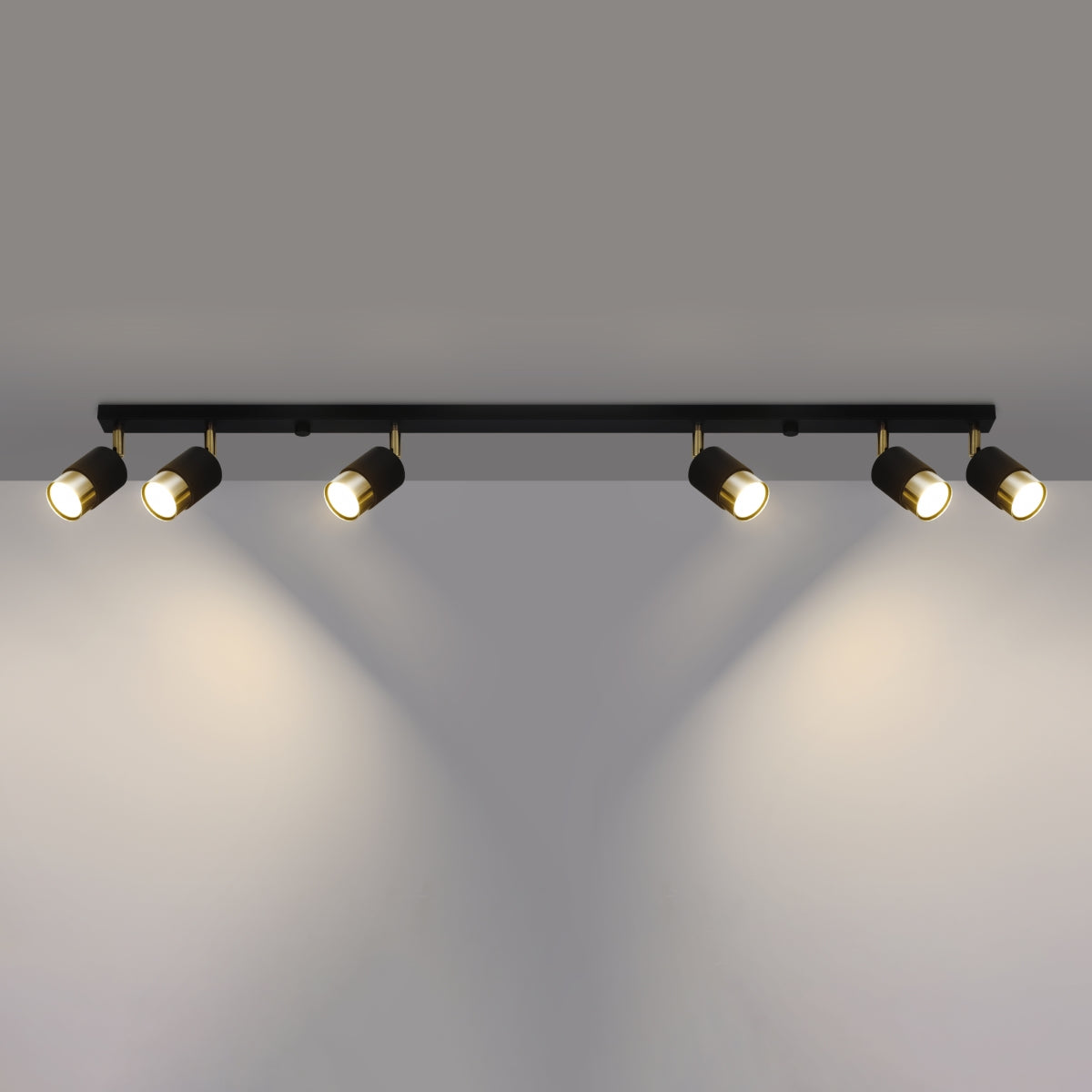 Plafonnier Double Cylindre 6 noir/doré