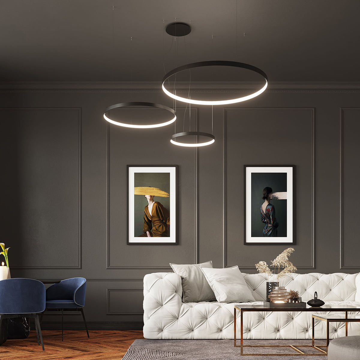 Lustre Anneau Solis 55 noir 4000K