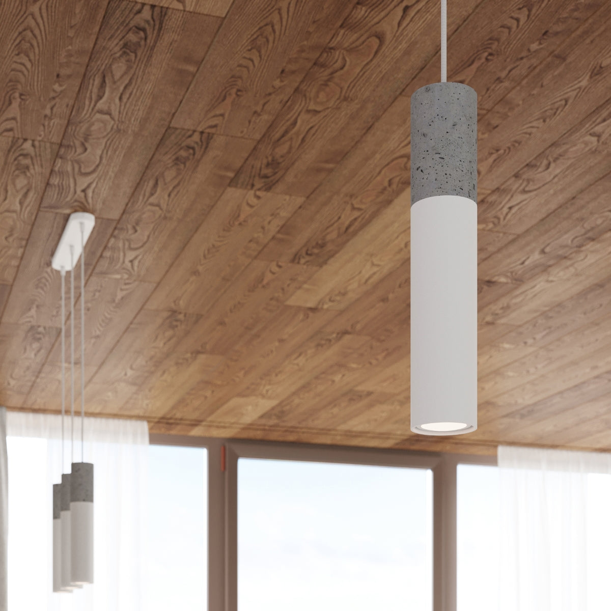 Lampe suspendue Colonne 3P blanc