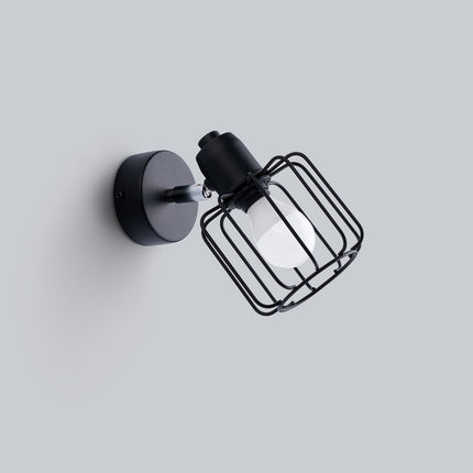 Lámpara de pared LED ajustable con forma de jaula, color negro