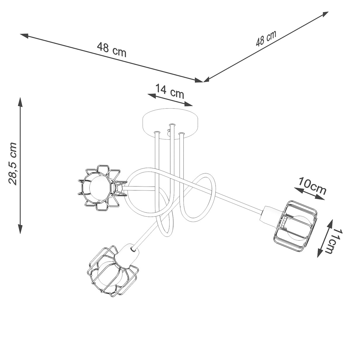 Lustre Cage Orientable 3S noir