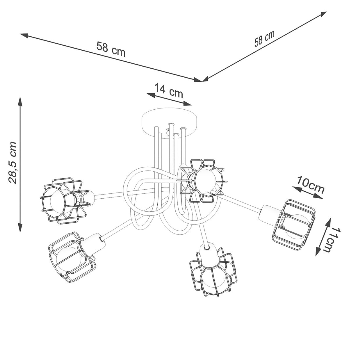 Lustre Cage Orientable 5S noir