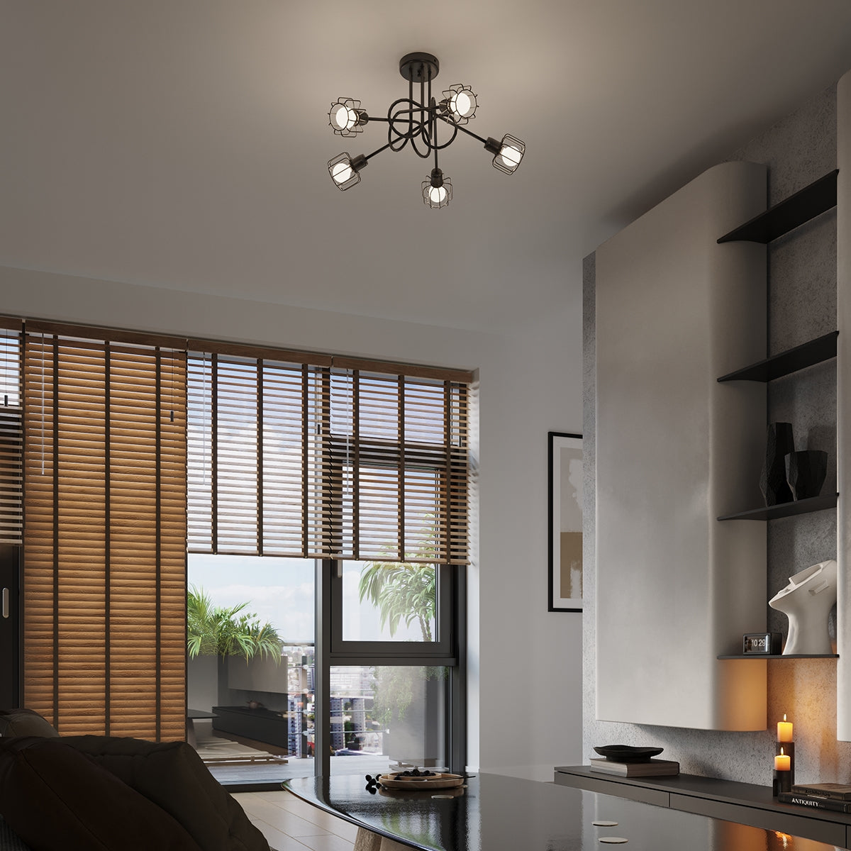 Lustre Cage Orientable 5S noir
