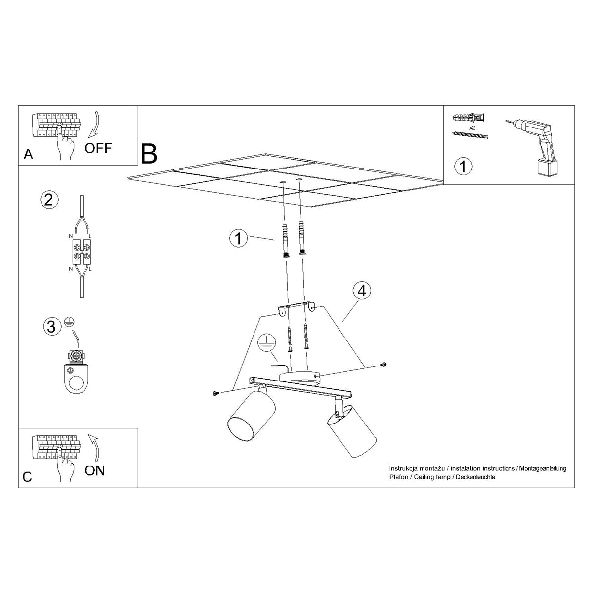 Plafonnier Focus Moderne 2 blanc