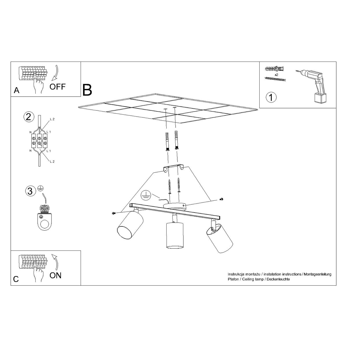 Plafonnier Focus Moderne 3 blanc