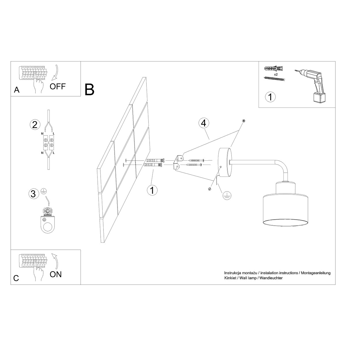 Black Bell Design Wall Lamp
