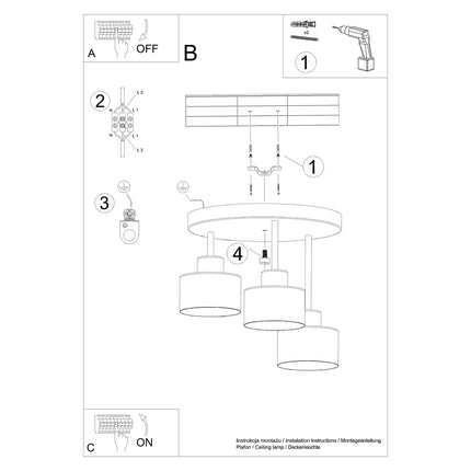 Ceiling light Bell Design 3 black