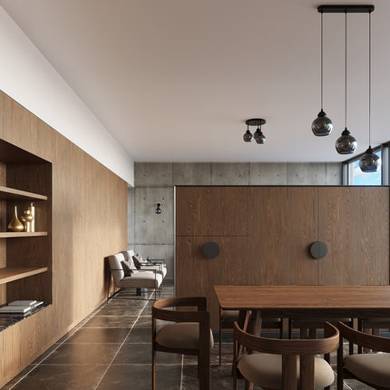 Aplique de pared en forma de campana de cristal ahumado negro