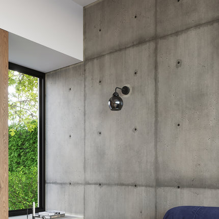 Aplique de pared en forma de campana de cristal ahumado negro