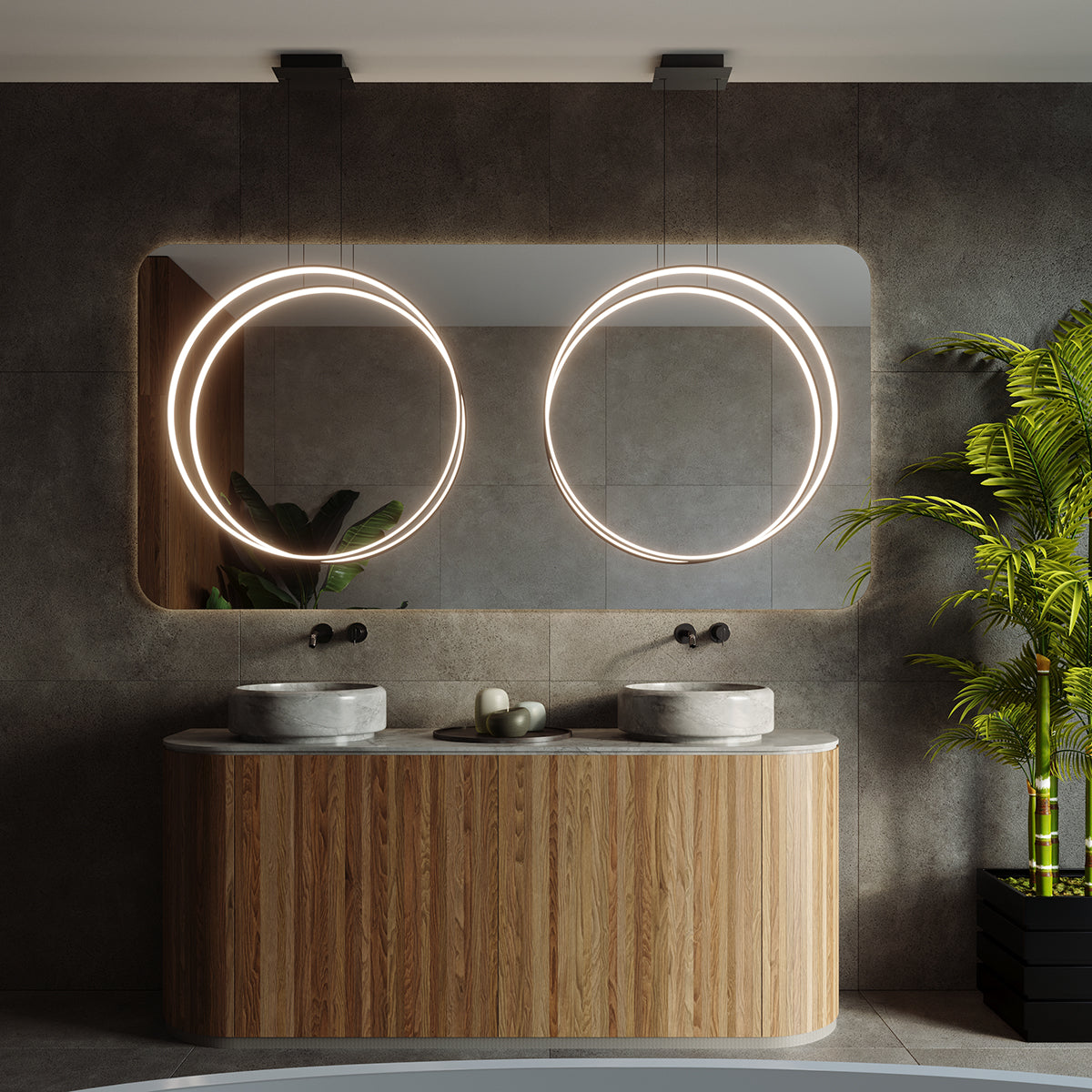 Lampe suspendue Anneau Solis 55 noir 3000K