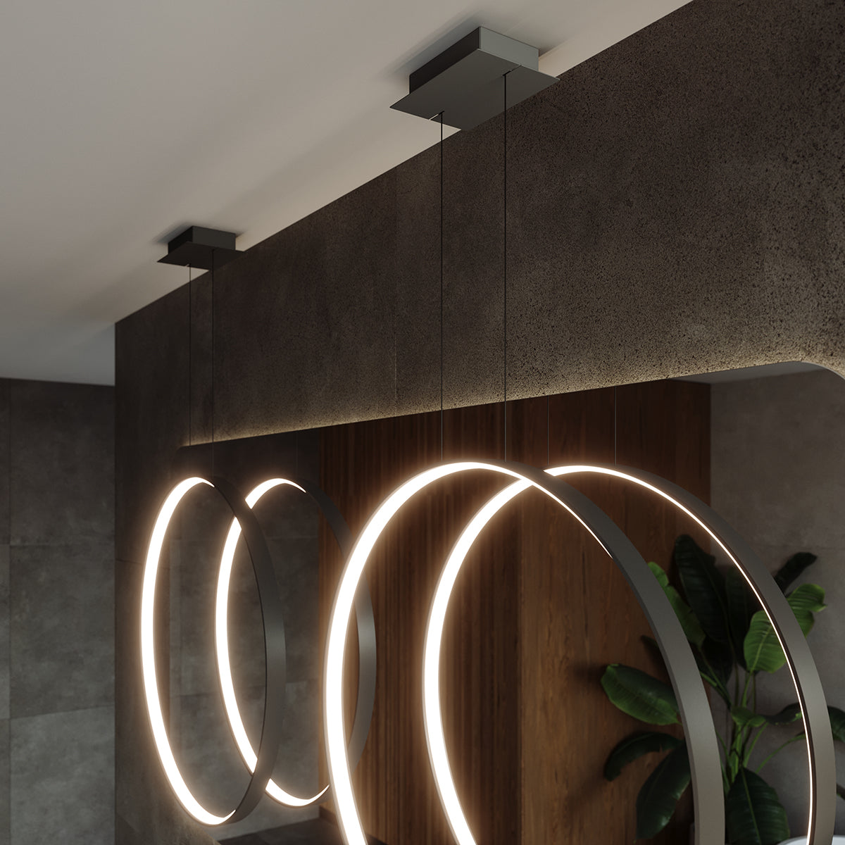 Lampe suspendue Anneau Solis 55 noir 3000K