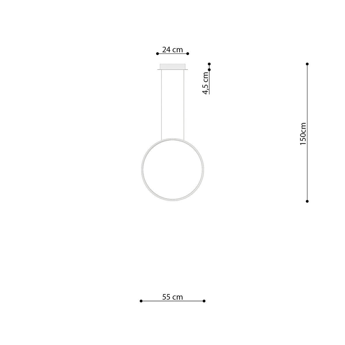 Lampe suspendue Anneau Solis 55 noir 3000K