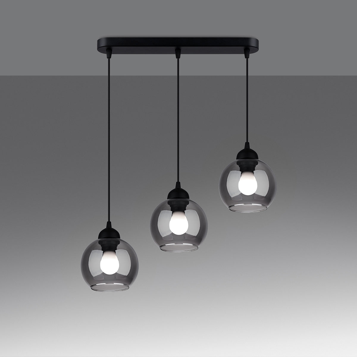 Suspension Cloche en Verre Fumé 3 noir