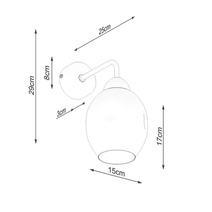 Schwarze Hohlglas-Wandlampe