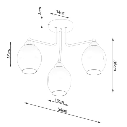 Hohlglas Kronleuchter 3 schwarz