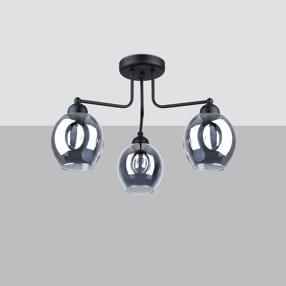 Lustre Verre Creusé 3 noir