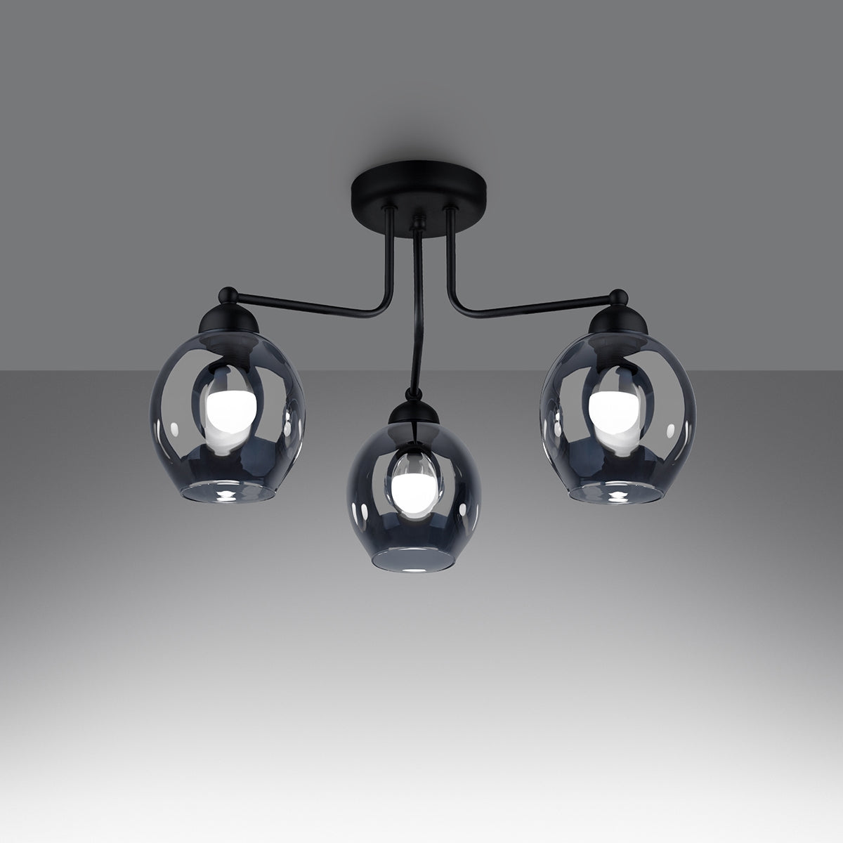 Lustre Verre Creusé 3 noir