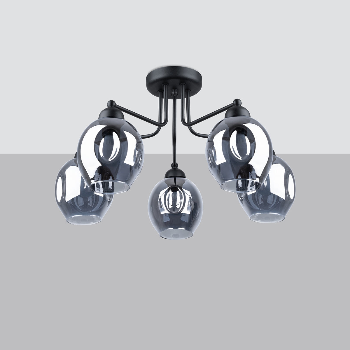 Lustre Verre Creusé 5 noir