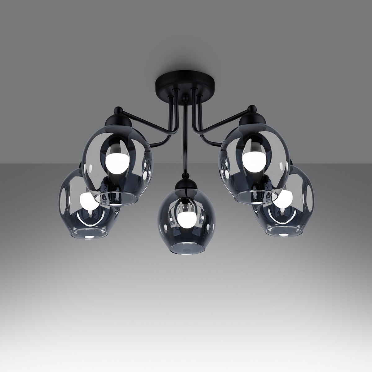 Lustre Verre Creusé 5 noir