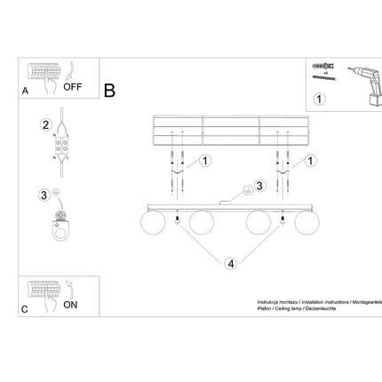 Plafonnier Globe Solis 4 blanc