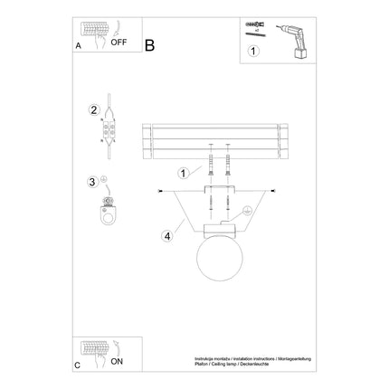 Solis Globe Ceiling Light Black