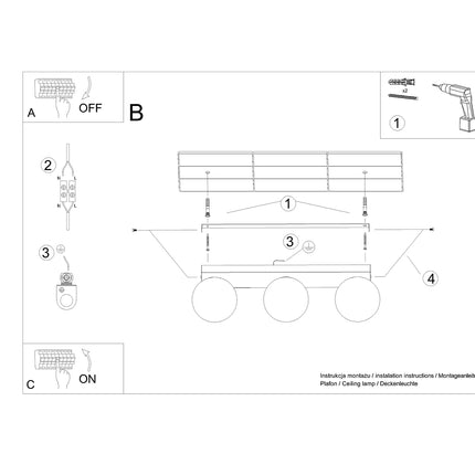 Plafonnier Globe Solis 3 noir