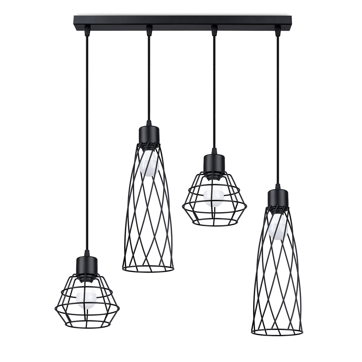 Lampe suspendue Cage Moderne 4L noir