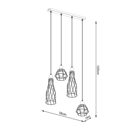 Lampe suspendue Cage Moderne 4L noir