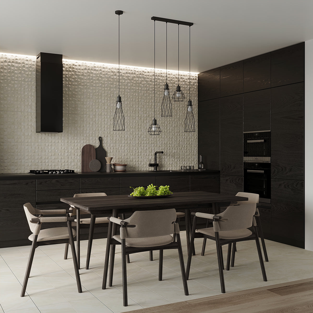 Lampe suspendue Cage Moderne 4L noir
