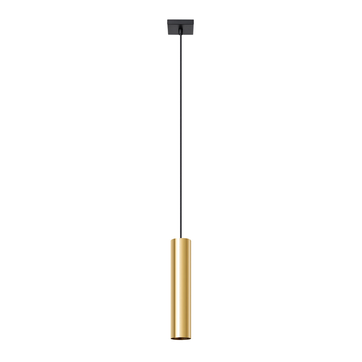 Lampe Suspendue Long Cylindre 1 or poli