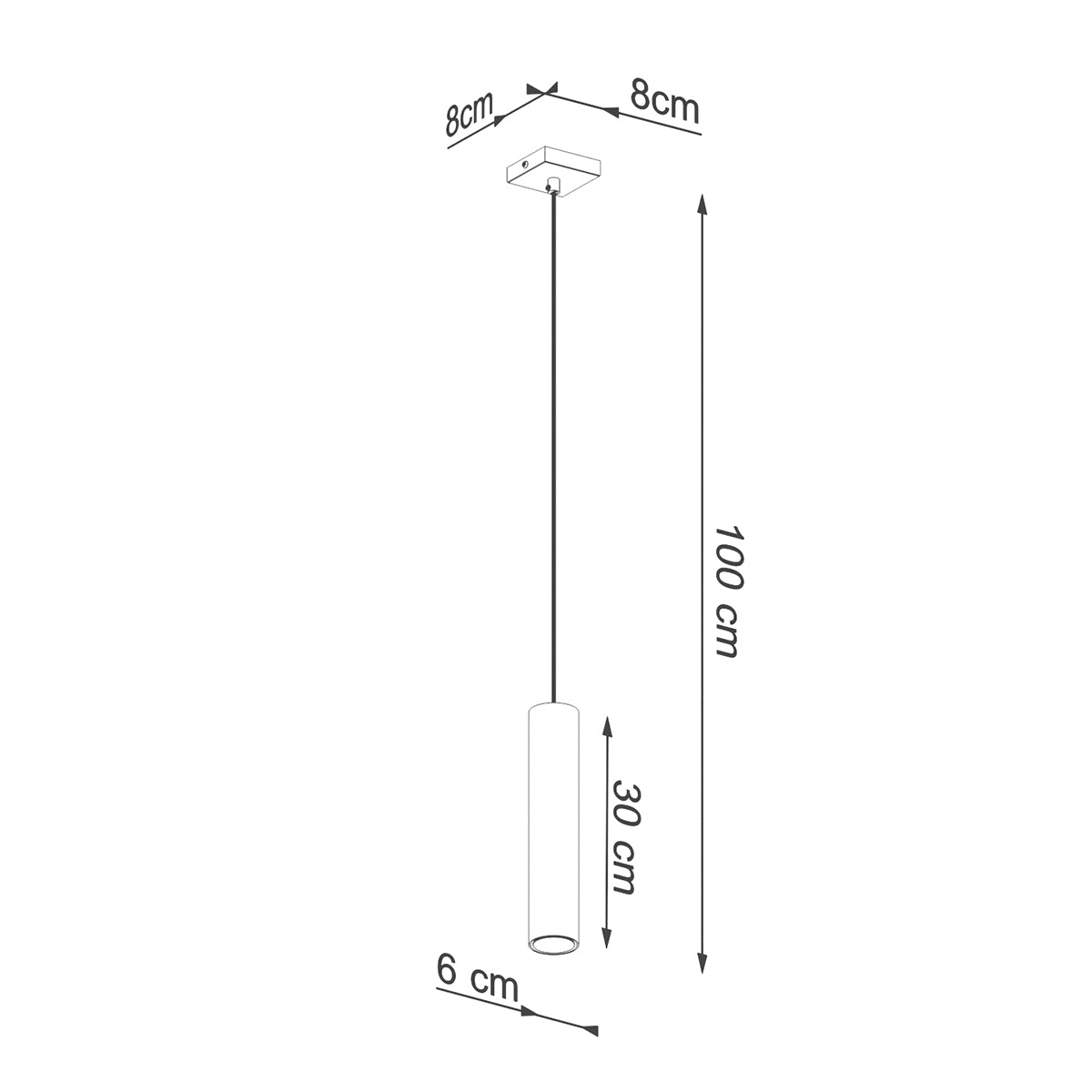 Lampe Suspendue Long Cylindre 1 or poli