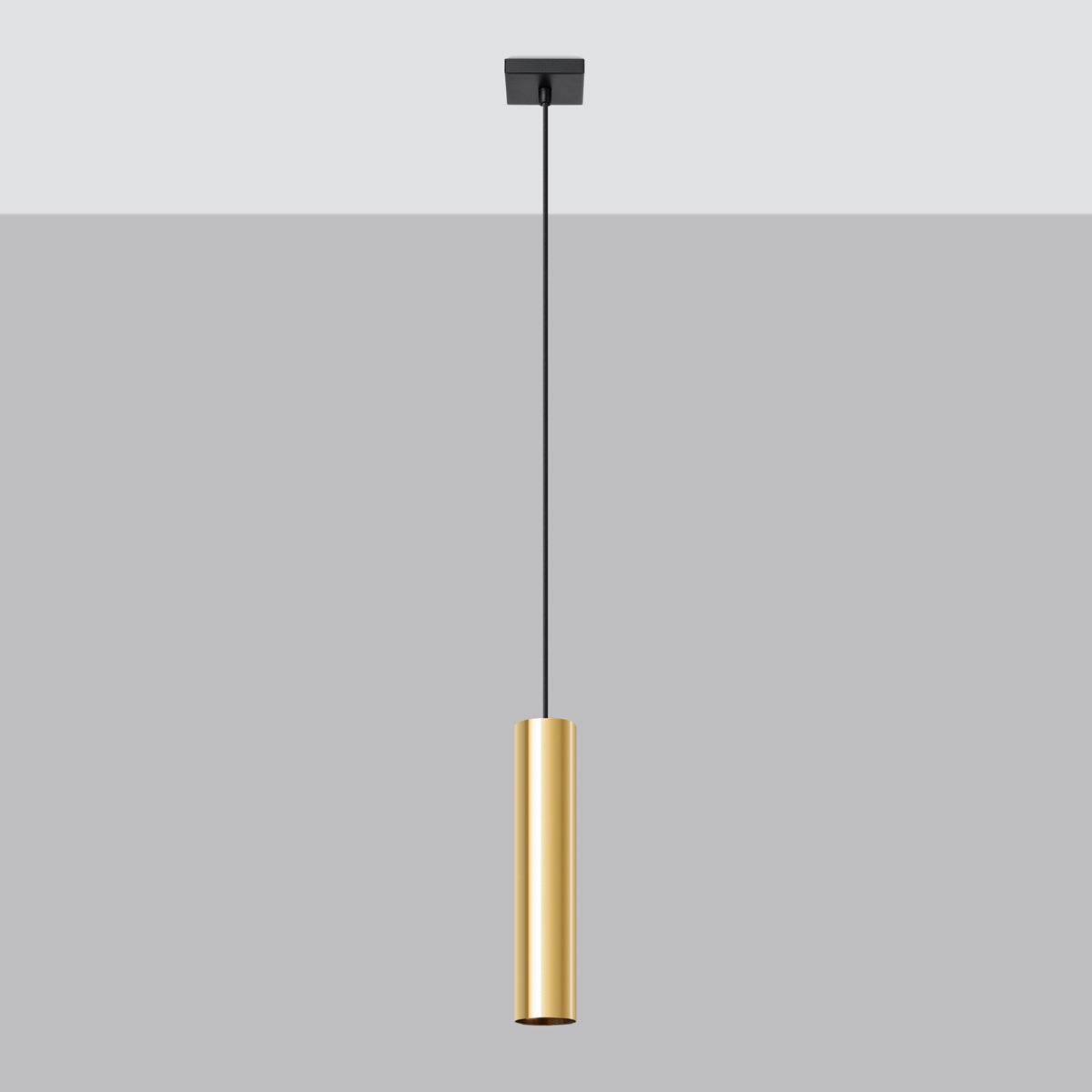 Lampe Suspendue Long Cylindre 1 or poli