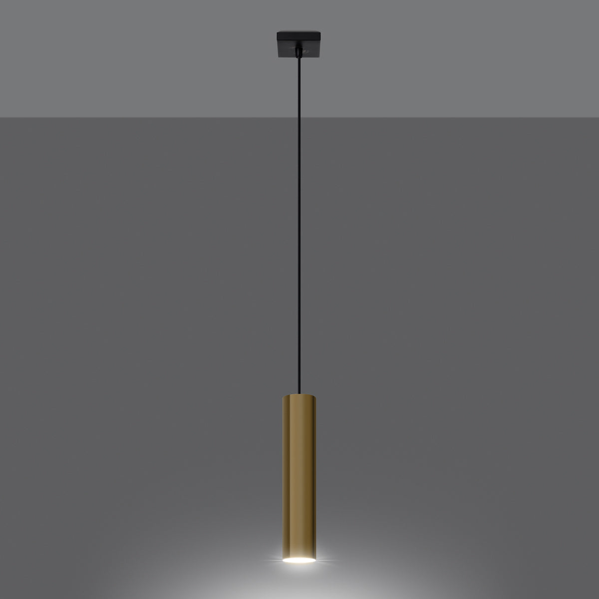 Lampe Suspendue Long Cylindre 1 or poli