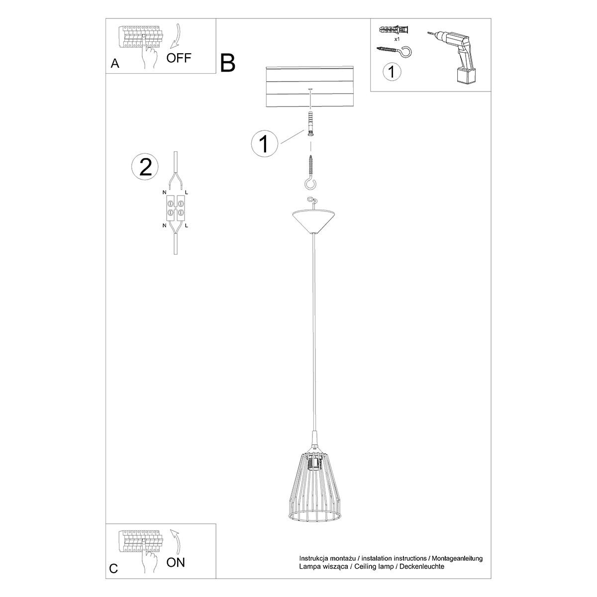 Lampe suspendue Leyo Métal