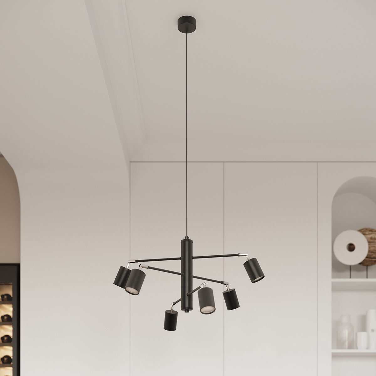 Moderner Focus Kronleuchter 6 Schwarz