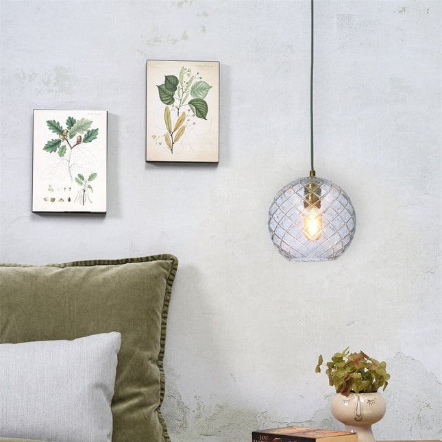 Globe-Pendelleuchte „Venice“ aus klarem Glas mit Goldrand