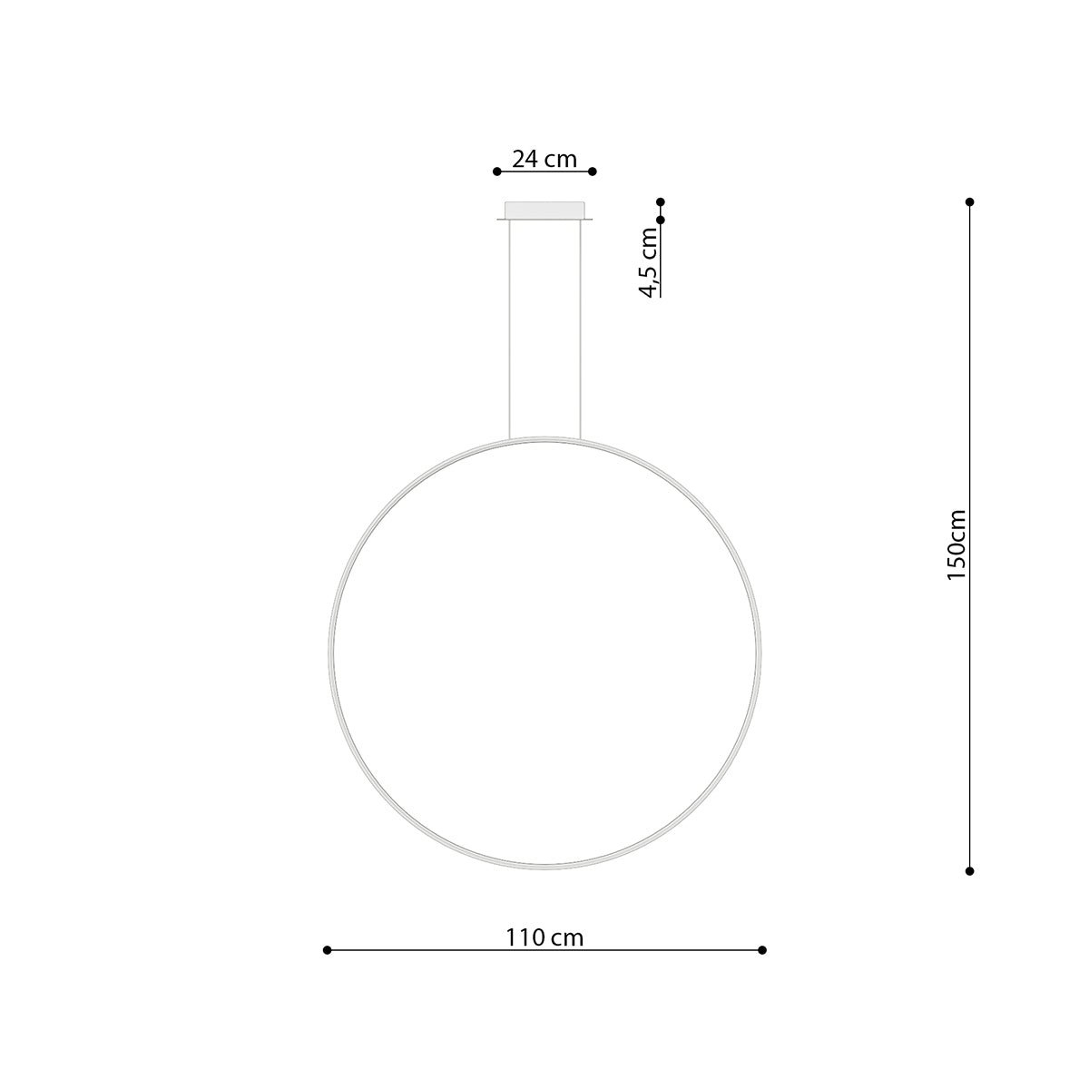 Lampe suspendue Anneau Solis 110 noir 4000K