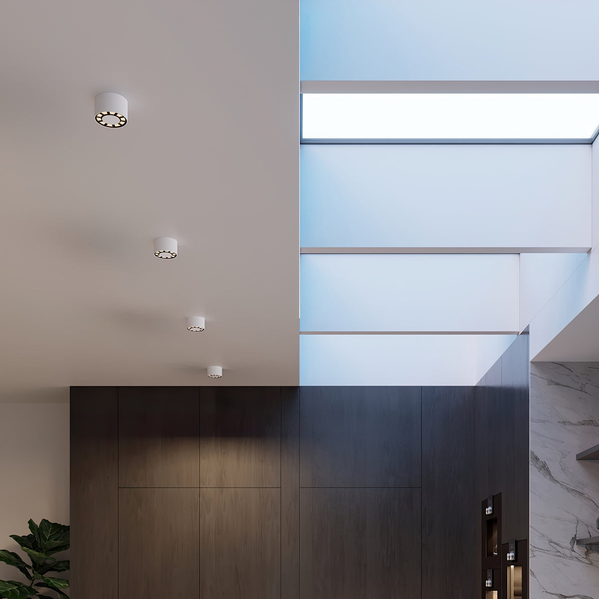 Weiße LED-Deckenleuchte mit mehreren Lichtern