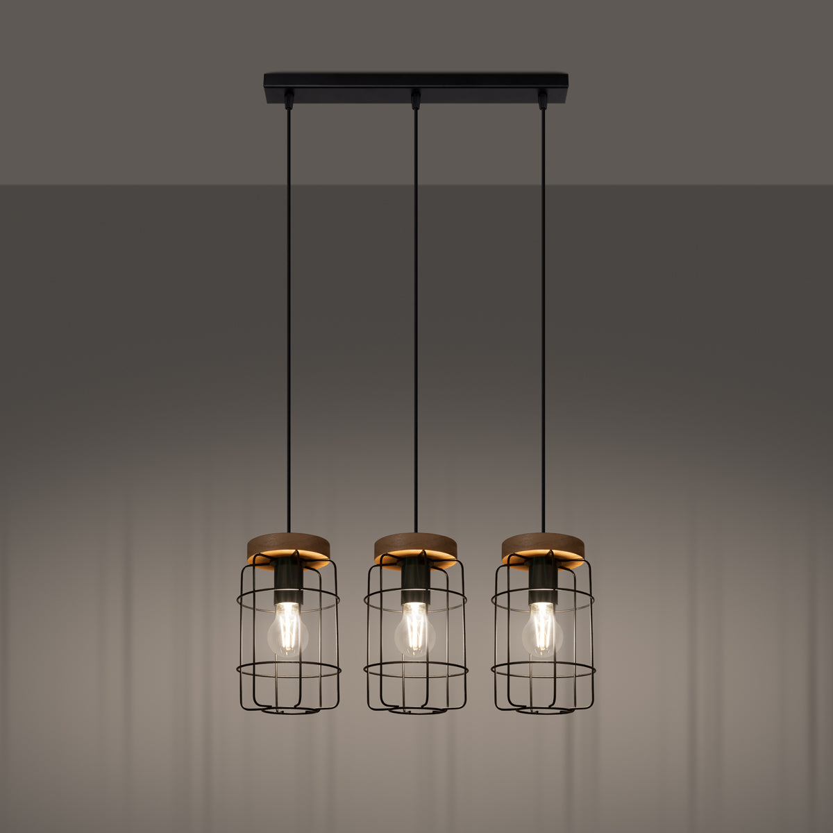 Lampe suspendue Cage Industrielle 3L