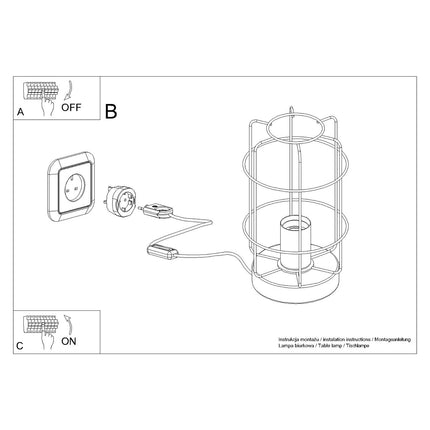 Lámpara de mesa industrial tipo jaula