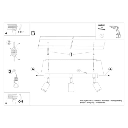 Deckenleuchte Elegance Wood 3 schwarz
