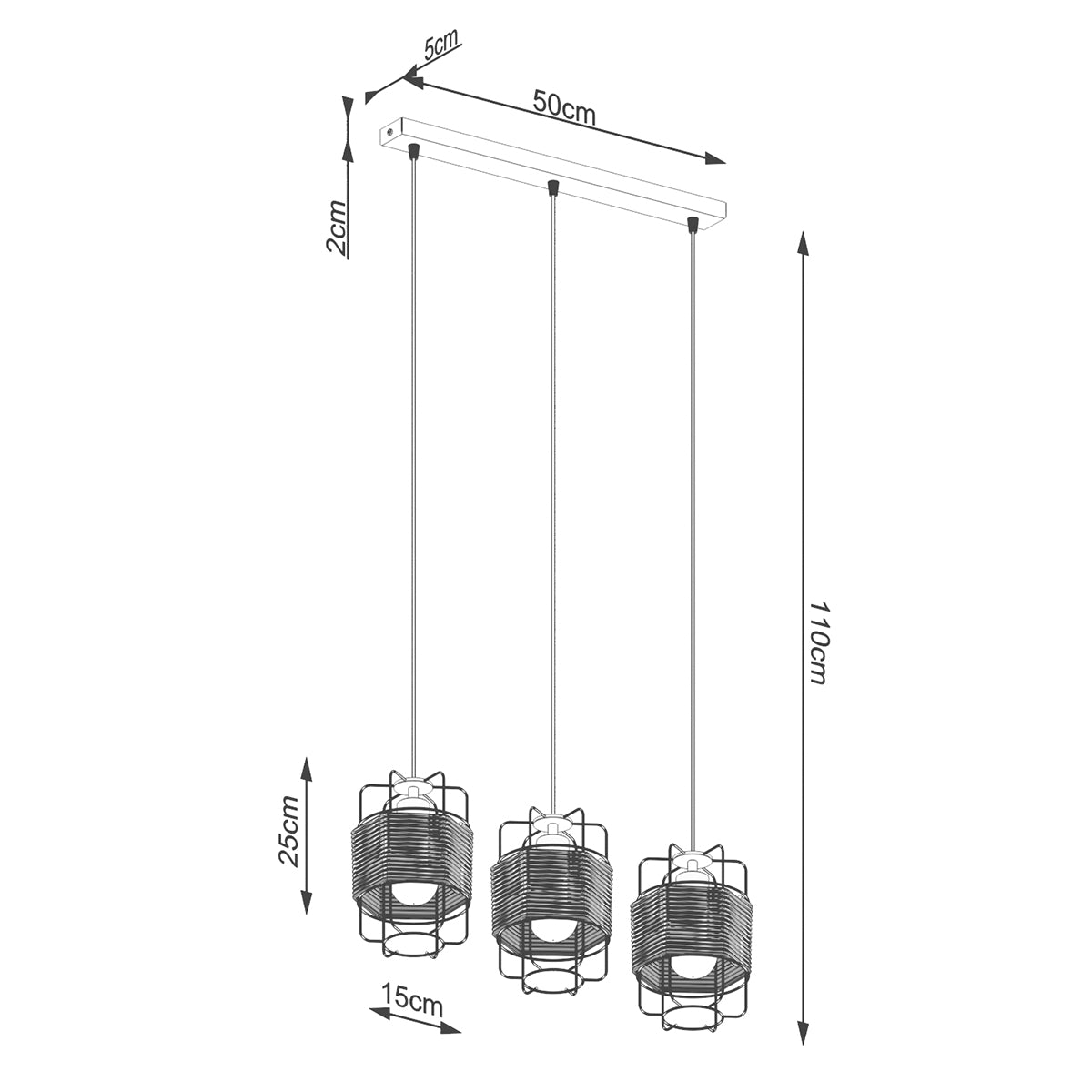 Lampe suspendue Design Corde 3L