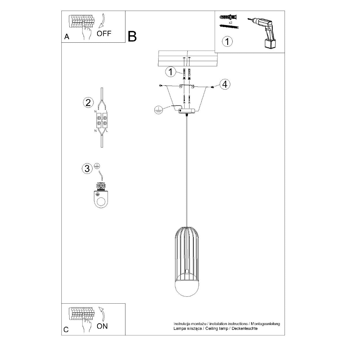 Lampe suspendue Sphère en Cage 1 blanc