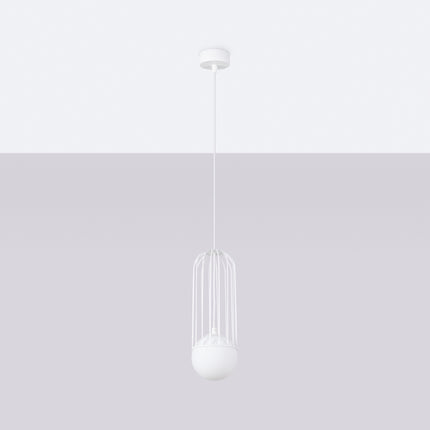 Lampe suspendue Sphère en Cage 1 blanc