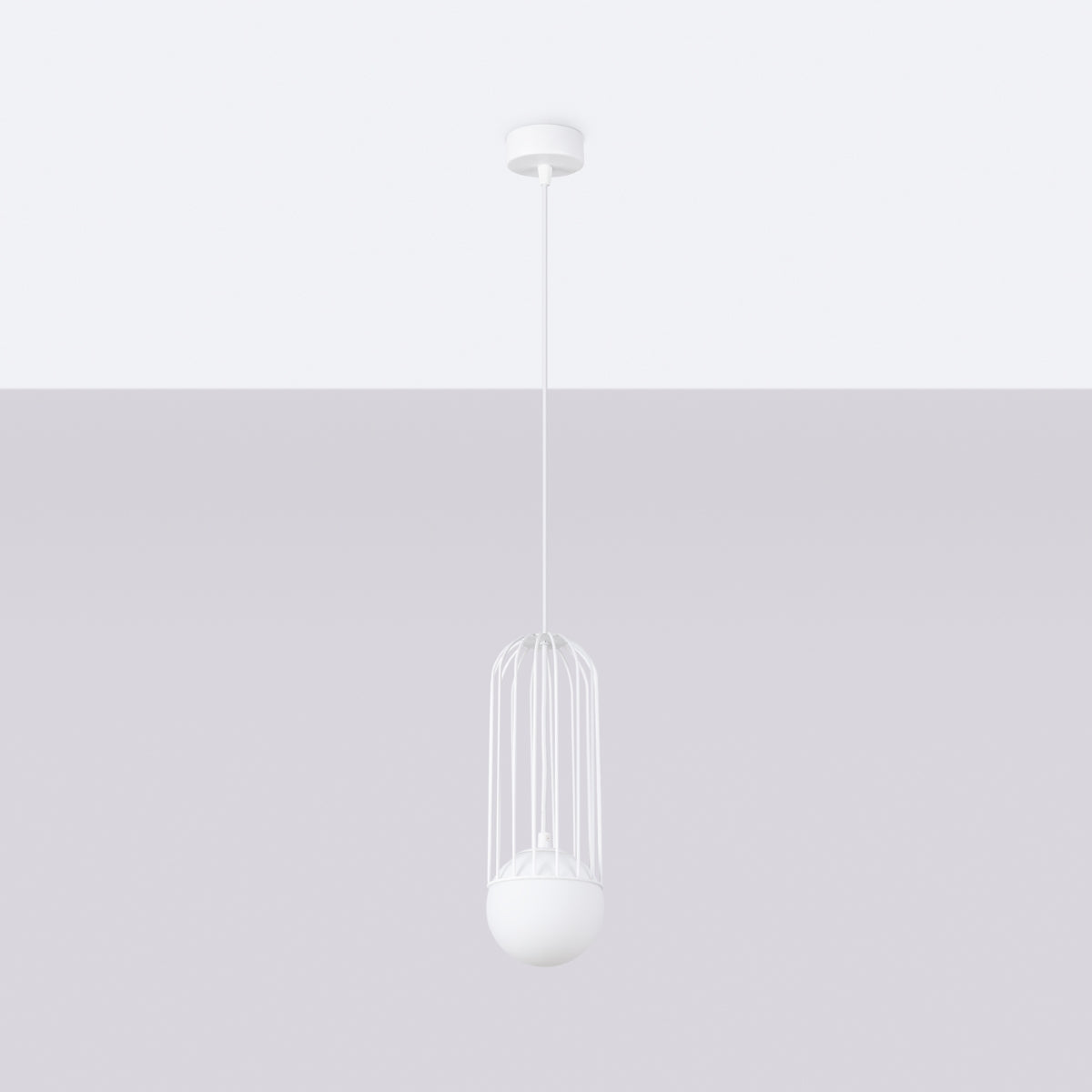 Lampe suspendue Sphère en Cage 1 blanc