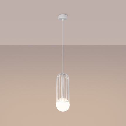 Lampe suspendue Sphère en Cage 1 blanc