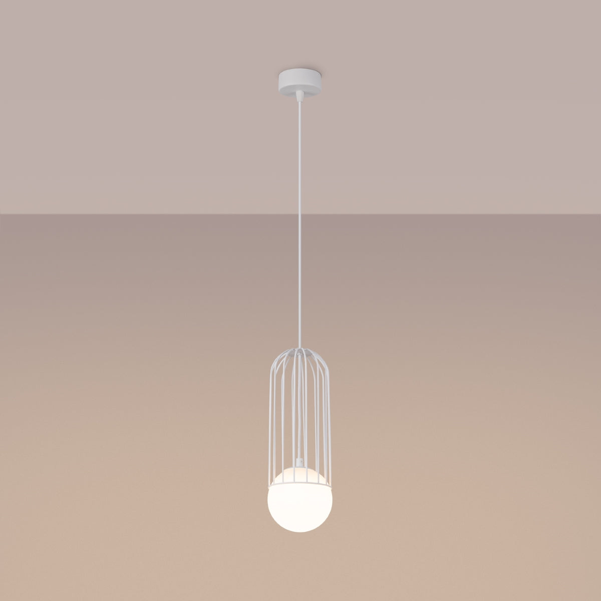 Lampe suspendue Sphère en Cage 1 blanc